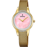 Relógio festina f20495/2 rosa pulsera de 316l de aço inoxidável, mulher