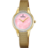 Relógio festina f20495/2 rosa pulsera de 316l de aço inoxidável, mulher