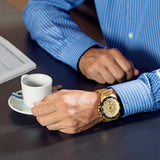 Relógio festina timeless chronograph f20634/6 champagne pulseira de aço inoxidável 316l, masculino