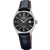 Relógio festina swiss made f20009/4 preto com correia de couro, mulher.