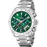 Relógio festina timeless chronograph f20668/3 verde pulsera de 316l de aço inoxidável, homem