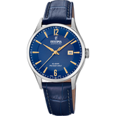 Relógio festina swiss made f20007/3 azul com correia de couro, homem.