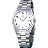 Relógio festina classics f16374/1 branco com correia de aço, homem