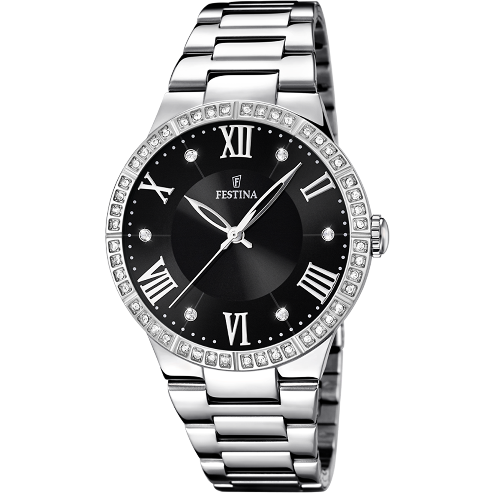 Relógio festina boyfriend f16719/2 preto com correia de aço, para mulher._PRODUCT
