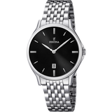 Relógio festina classics f16744/4 preto com correia de aço, para homem.