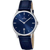 Relógio festina classics f16745/3 azul com correia de couro, homem