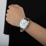 Relógio festina timeless chronograph f16760/1 prateado com correia de couro, masculino_LIFESTYLE