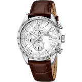 Relógio festina timeless chronograph f16760/1 prateado com correia de couro, masculino_PRODUCT