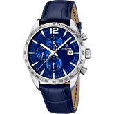Relógio Festina Timeless Chronograph F16760/3 Azul com Bracelete de Couro, Homem.