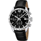 Relógio festina timeless chronograph f16760/4 preto com pulseira de couro, masculino_PRODUCT