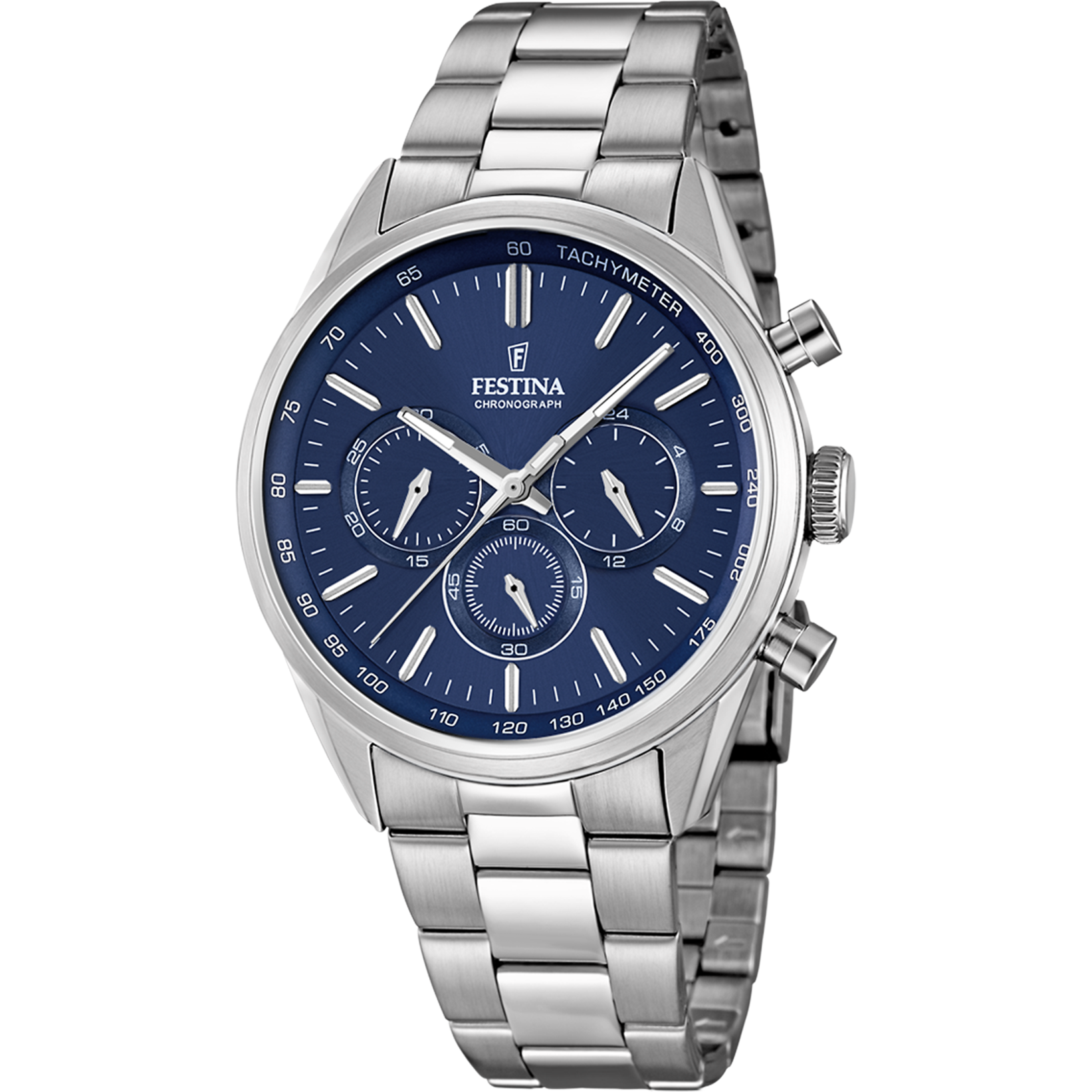 Relógio festina timeless chronograph f16820/2 azul com correia de aço, masculino_PRODUCT