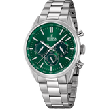Relógio festina f16820/r verde com correia de aço, homem