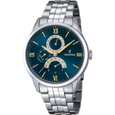Relógio Festina F16822/A azul com bracelete de aço, homem