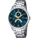 Relógio Festina F16822/A azul com bracelete de aço, homem
