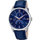 Relógio Festina Retro F16823/3 Azul com Correia de Couro, Homem