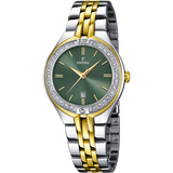 Relógio festina mademoiselle f16868/4 verde pulsera de 316l de aço inoxidável, mulher