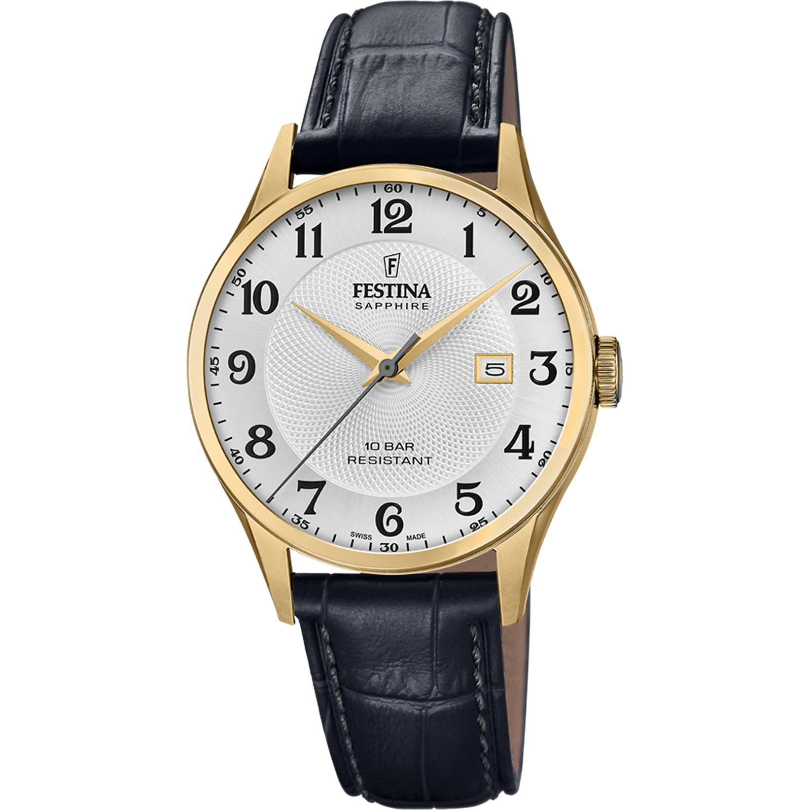 Relógio festina swiss made f20010/1 prateado com correia de couro, masculino._PRODUCT
