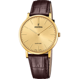 Relógio festina swiss made f20016/2 champanha pulseira de couro, homem_PRODUCT