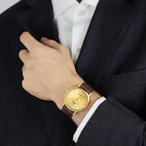 Relógio festina swiss made f20016/2 champanha pulseira de couro, homem