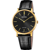 Relógio festina swiss made f20016/3 preto com correia de couro, masculino
