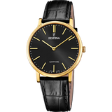 Relógio festina swiss made f20016/3 preto com correia de couro, masculino
