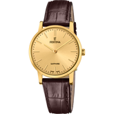 Relógio festina swiss made f20017/2 champanhe pulseira de couro, mulher_PRODUCT
