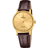 Relógio festina swiss made f20017/2 champanhe pulseira de couro, mulher_PRODUCT