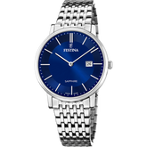 Relógio festina swiss made f20018/2 azul com correia de aço, masculino