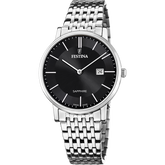Relógio festina swiss made f20018/3 preto com correia de aço, para homem.