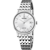 Relógio festina swiss made f20019/1 prateado com correia de aço, mulher.
