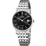 Relógio festina swiss made f20019/3 preto com correia de aço, feminino
