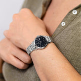 Relógio festina swiss made f20019/3 preto com correia de aço, feminino
