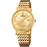 Relógio festina swiss made f20020/2 dourado com correia de aço, masculino