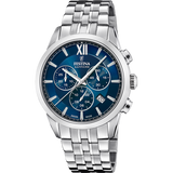 Relógio festina swiss made f20040/2 azul pulsera de 316l de aço inoxidável, homem