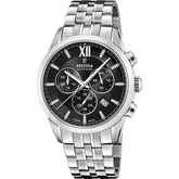 Relógio festina swiss made f20040/4 preto pulsera de 316l de aço inoxidável, homem