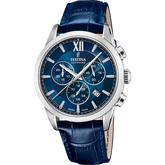 Relógio festina swiss made f20041/2 azul pulsera de couro, homem