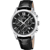 Relógio festina swiss made f20041/4 preto pulsera de couro, homem