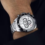 Relógio festina swiss made f20042/1 branco pulsera de 316l de aço inoxidável, homem