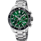 Relógio festina swiss made f20042/3 verde pulsera de 316l de aço inoxidável, homem
