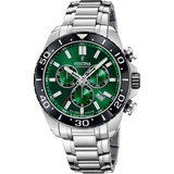 Relógio festina swiss made f20042/3 verde pulsera de 316l de aço inoxidável, homem