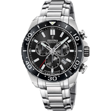 Relógio festina swiss made f20042/4 preto pulsera de 316l de aço inoxidável, homem