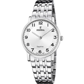 Relógio festina swiss made f20047/1 branco pulsera de 316l de aço inoxidável, mulher
