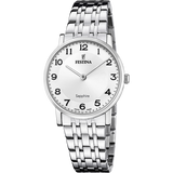 Relógio festina swiss made f20047/1 branco pulsera de 316l de aço inoxidável, mulher