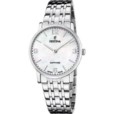 Relógio festina swiss made f20047/2 bege pulsera de 316l de aço inoxidável, mulher