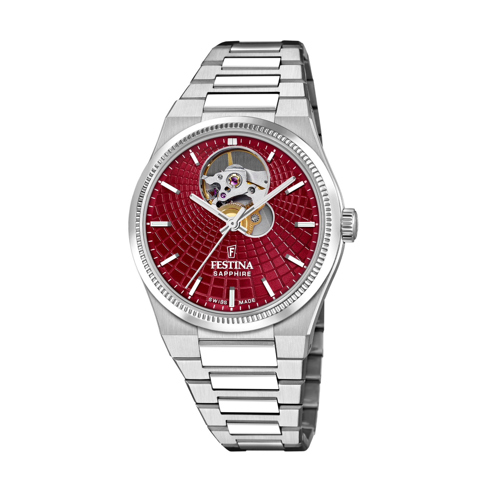 Relógio festina swiss made automatic f20054/a vermelho pulsera de de aço inoxidável, mulher_PRODUCT