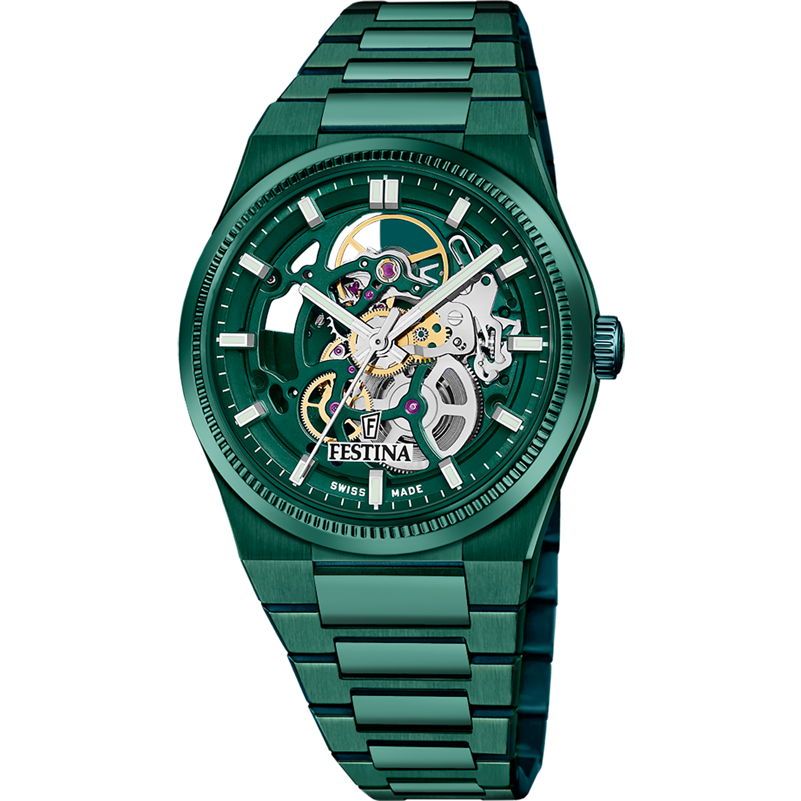 Relógio festina swiss made automatic f20072/1 verde pulsera de de aço inoxidável, homem_PRODUCT