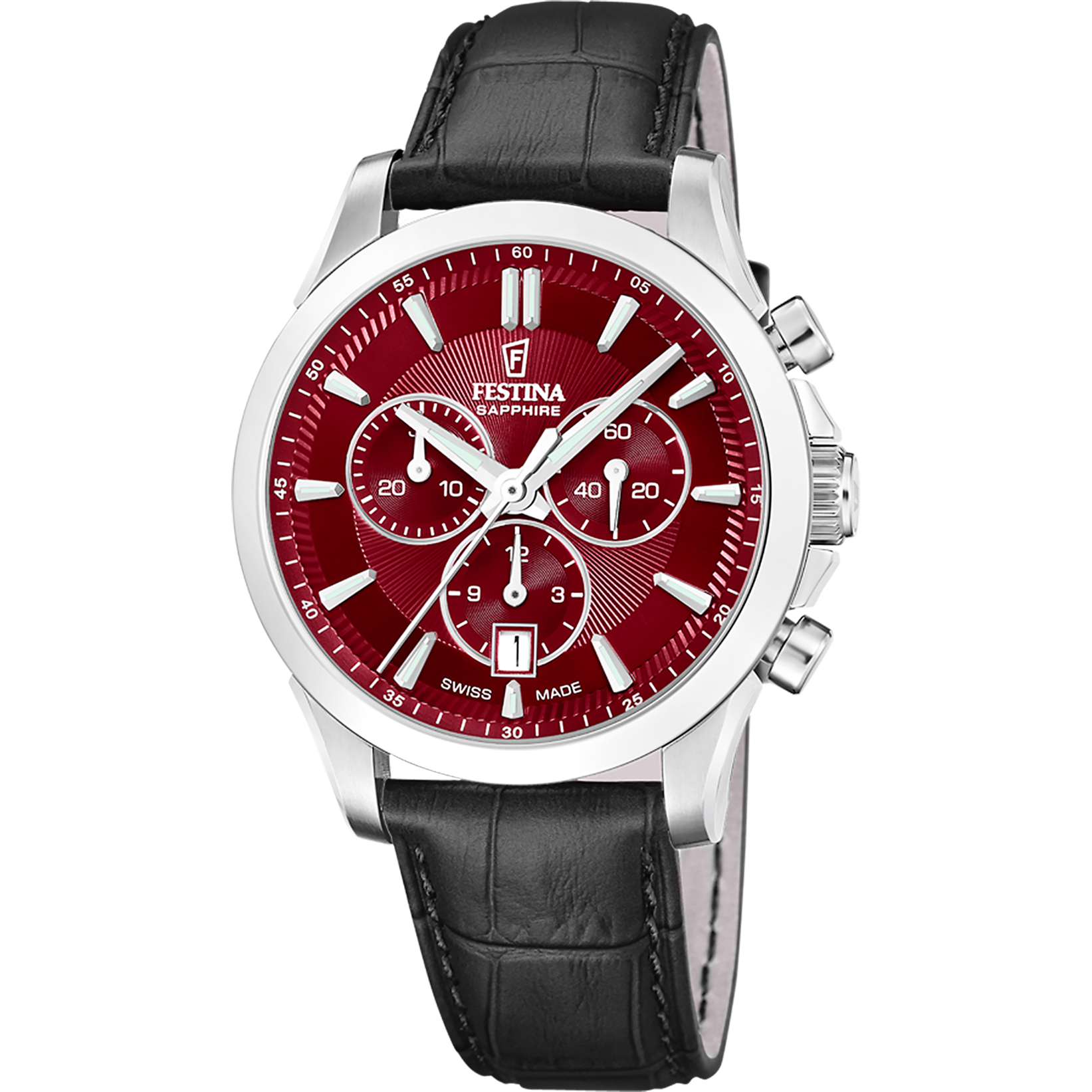 Relógio festina swiss made chrono f20094/6 vermelho pulsera de couro, homem_PRODUCT