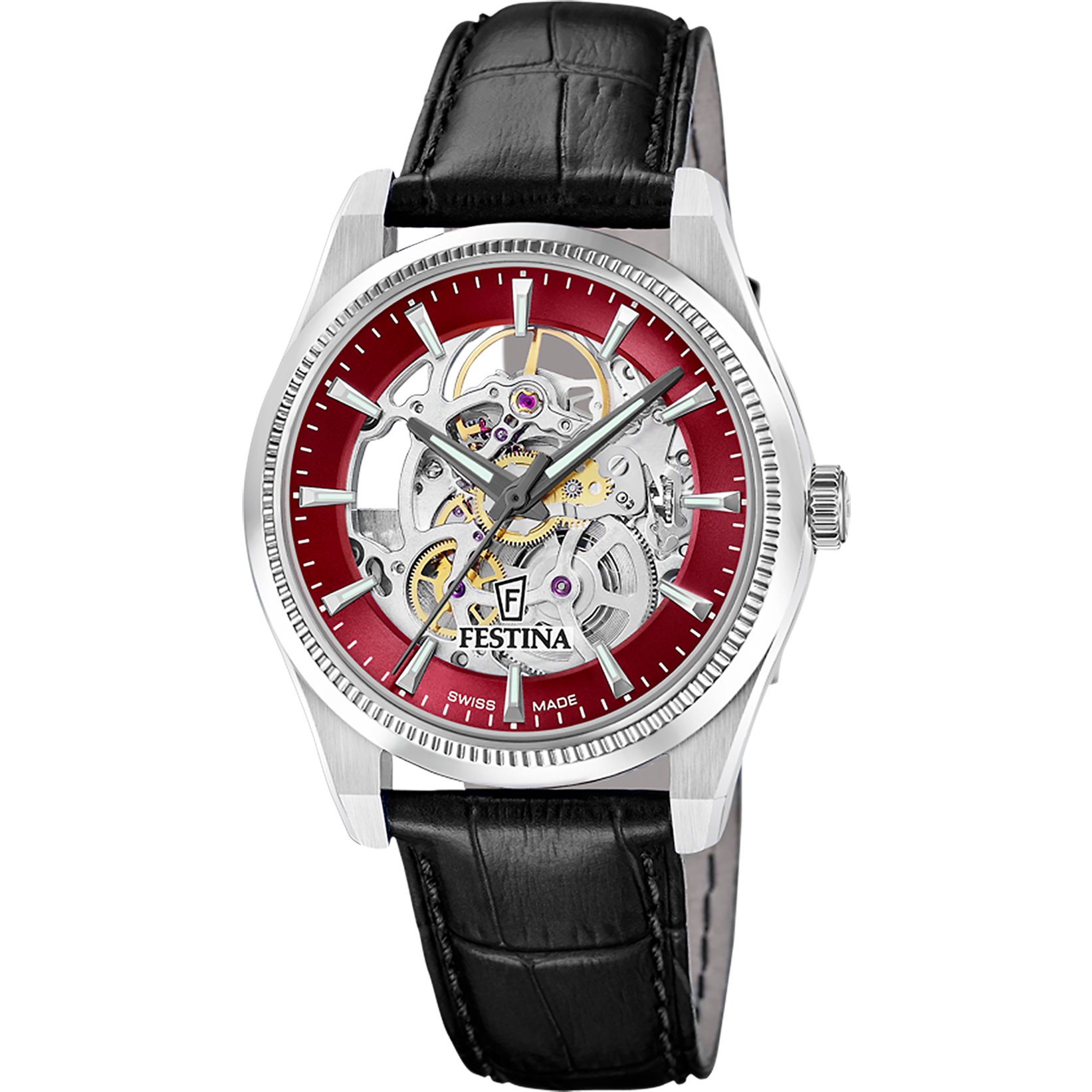 Relógio festina swiss made automatic f20095/4 vermelho pulsera de couro, homem_PRODUCT