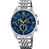 Relógio Festina Timeless Chronograph F20285/3 Azul com Pulseira de Aço, Masculino