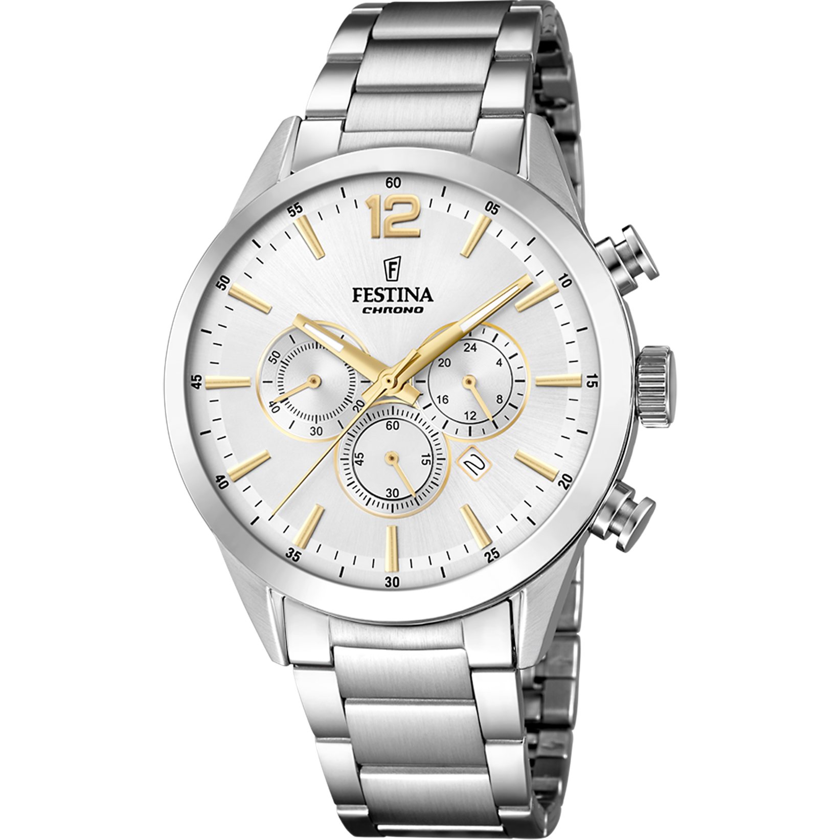 Relógio festina timeless chronograph f20343/1 prateado com pulseira de aço, masculino_PRODUCT